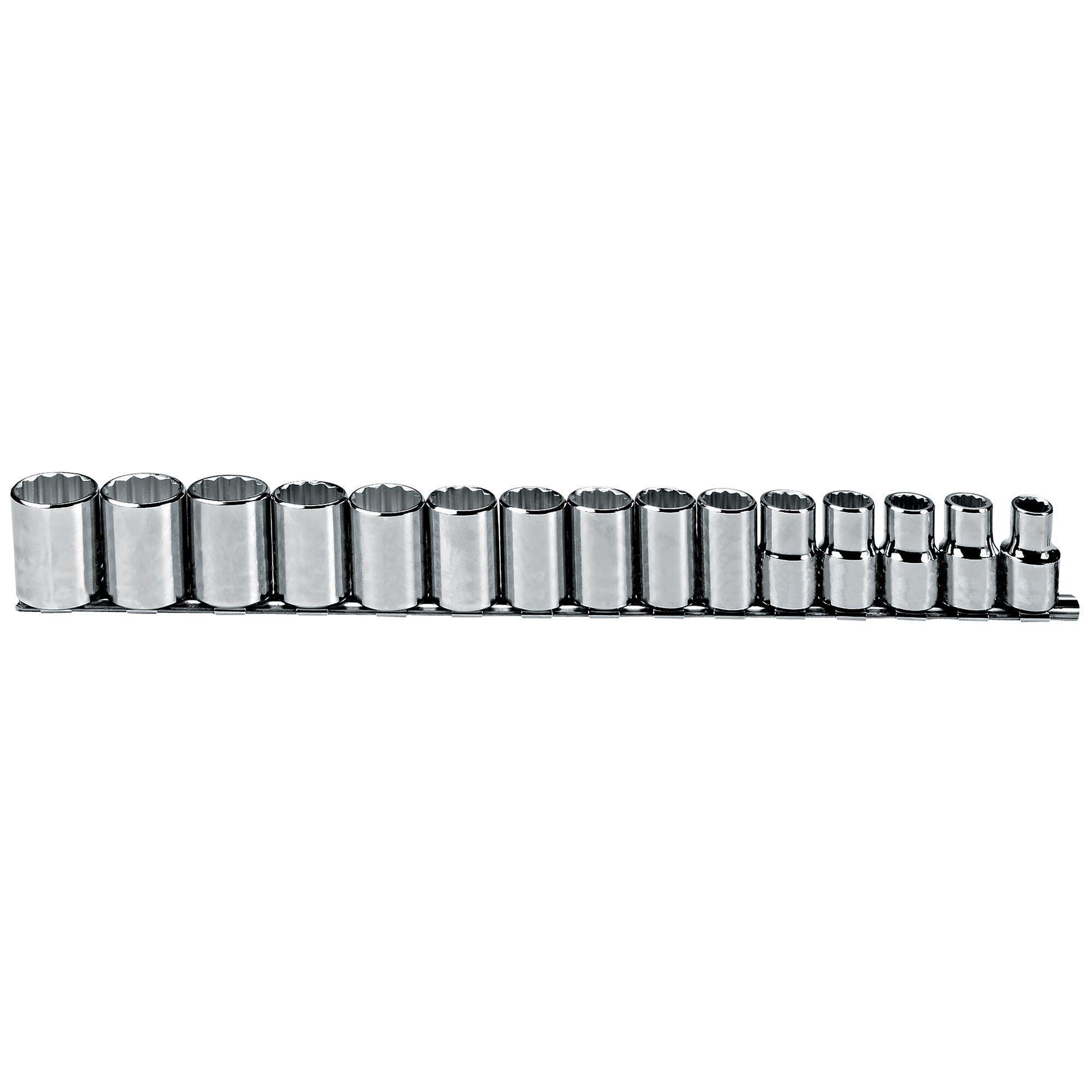 Proto® TorquePlus™ J54206 Socket Set, ASME B107.5M, 12 Points, 1/2 in Drive, 15 Pieces, Included Socket Size: 10 to 24 mm
