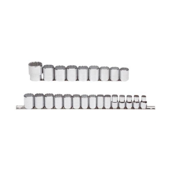 Proto® TorquePlus™ J54211 Socket Set, ASME B107.5M, 12 Points, 1/2 in Drive, 24 Pieces, Included Socket Size: 10 to 36 mm