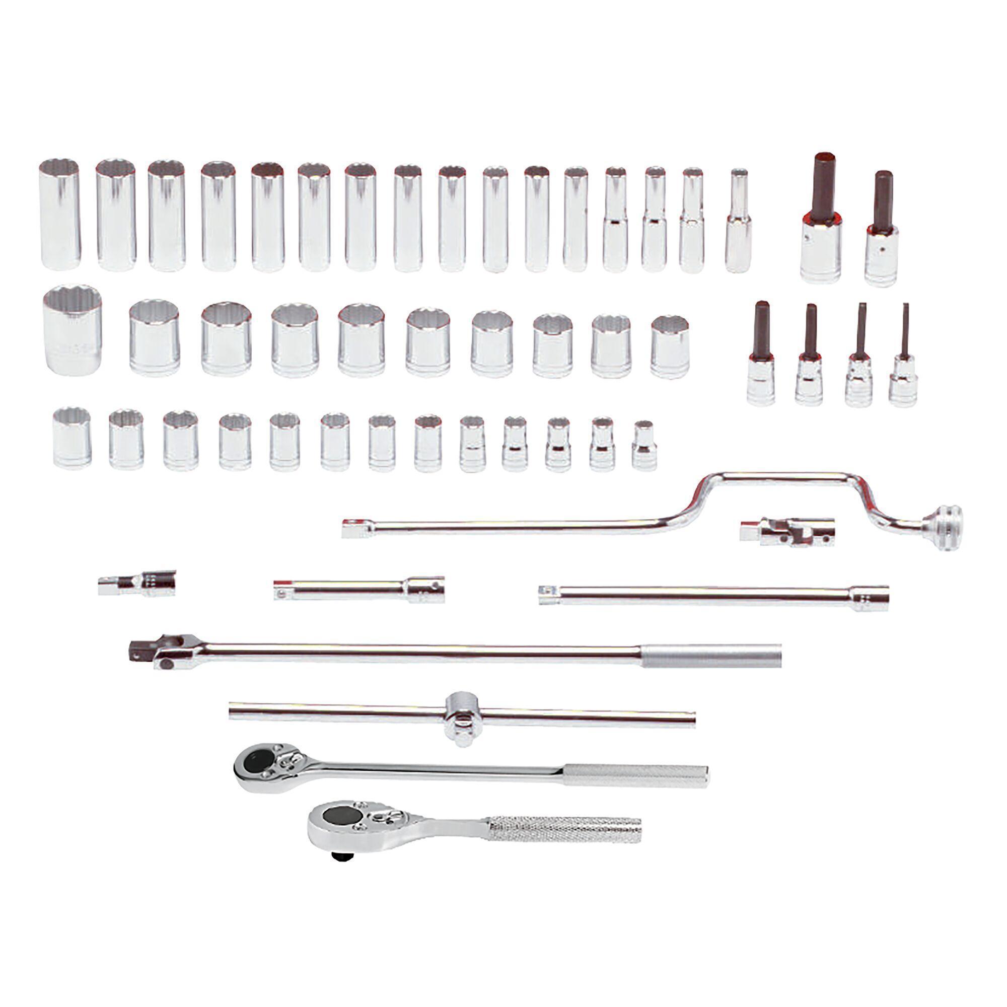 Proto® TorquePlus™ J54218 Socket Set, ASME B107.5M/B107.500, 12 Points, 1/2 in Drive, 54 Pieces, Included Socket Size: 10 to 32 mm
