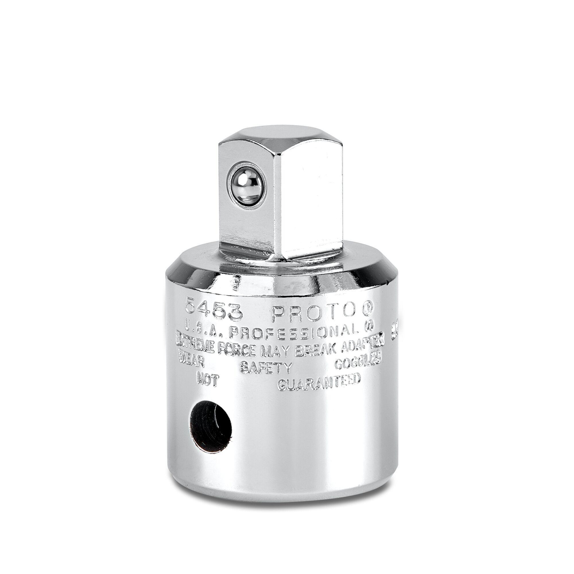 Proto® J5453 Hand Socket Adapter, Full Polished, Square Drive, 1/2 in Male Drive, 3/4 in Female Drive, Female x Male Adapter, ASME B107.500/B107.10M, ANSI B107.10M, Federal GGG-W-641E, Alloy Steel