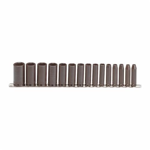 Proto® TorquePlus™ J72116 Deep Socket Set, ASME B107.2, 6 Points, 3/8 in Drive, 15 Pieces, Included Socket Size: 1/4 to 1 in