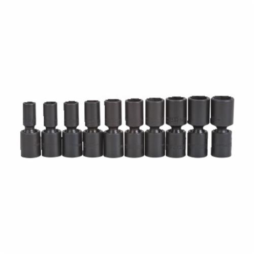 Proto® J72135M Deep Universal Socket Set, 6 Points, 3/8 in Drive, 10 Pieces, Included Socket Size: 10 to 19 mm
