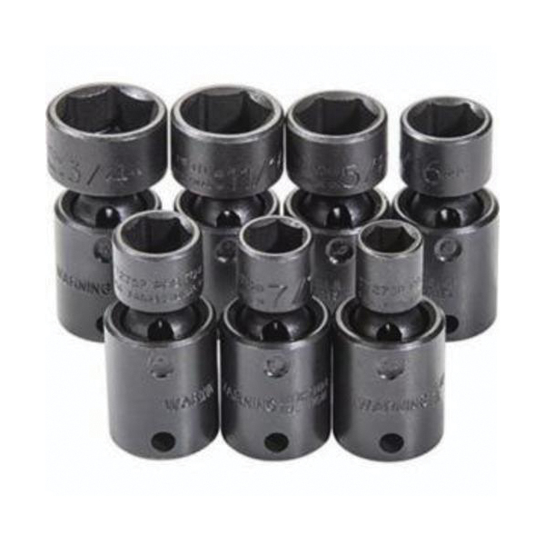 Proto® TorquePlus™ J72144 Universal Impact Socket Set, ASME Specified, 6 Points, 3/8 in Drive, 7 Pieces, Included Socket Size: 3/8 to 3/4 in