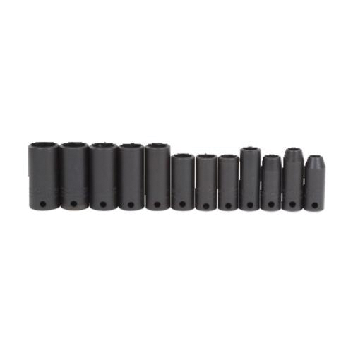 Proto® TorquePlus™ J72217 Deep Thin Wall Socket Set, Metric, 12 Pieces, Square Drive, Alloy Steel, Black Oxide