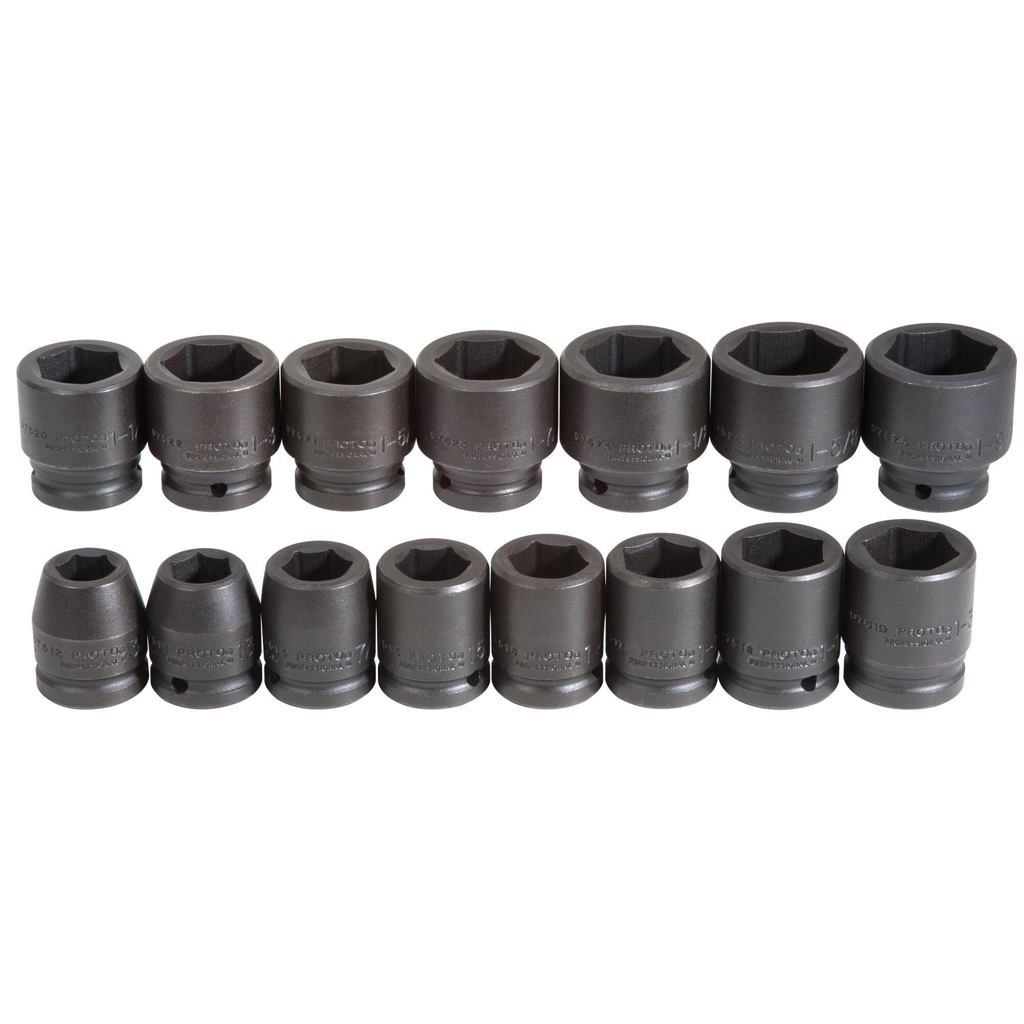 Proto® TorquePlus™ J73105 Socket Set, ASME B107.2, 6 Points, 3/4 in Drive, 15 Pieces, Included Socket Size: 3/4 to 1-5/8 in