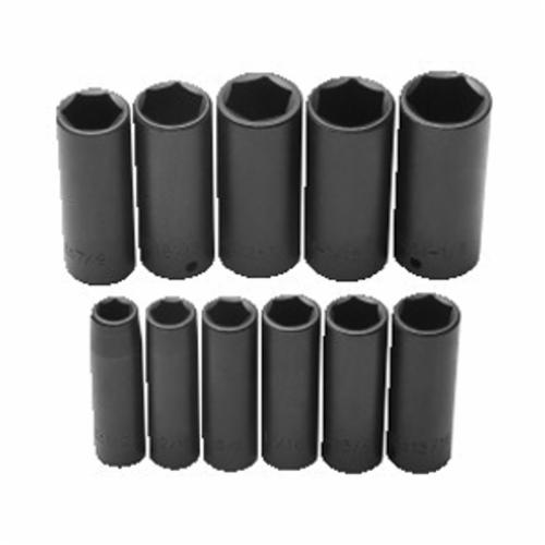 Proto® TorquePlus™ J74112 Deep Socket Set, ASME B107.2, 6 Points, 1/2 in Drive, 11 Pieces, Included Socket Size: 1/2 to 1-1/8 in