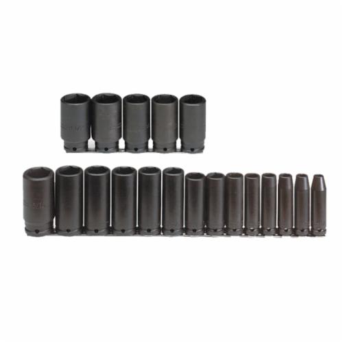 Proto® TorquePlus™ J74116 Deep Socket Set, ASME B107.2, 6 Points, 1/2 in Drive, 19 Pieces, Included Socket Size: 3/8 to 1-1/2 in