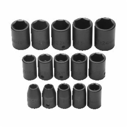 Proto® TorquePlus™ J74204 Socket Set, ASME B107.33M, 6 Points, 1/2 in Drive, 15 Pieces, Included Socket Size: 10 to 24 mm