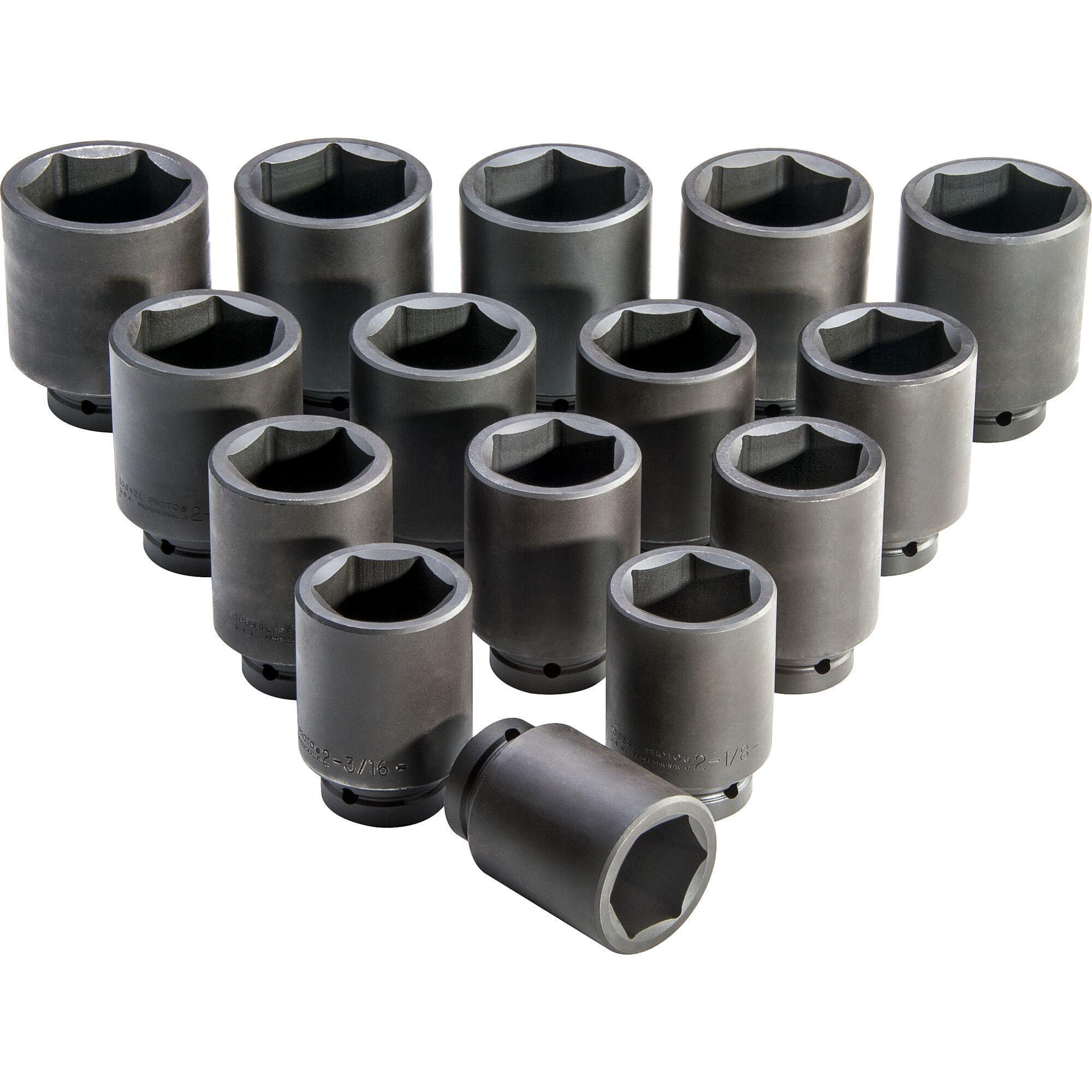 Proto® TorquePlus™ J76115 Impact Socket Set, 15 Pieces, Square Drive, Alloy Steel, Black Oxide