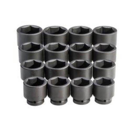 Proto® TorquePlus™ J76116 Impact Socket Set, ASME Specified, Imperial, 6 Points, 1 in Drive, 16 Pieces, Included Socket Size: 2-1/16 to 3 in