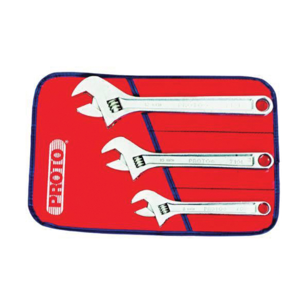 Proto® Clik-Stop® J790 Adjustable Wrench Set, Imperial, 3 Pieces, 1-1/8 to 1-1/2 in, Satin