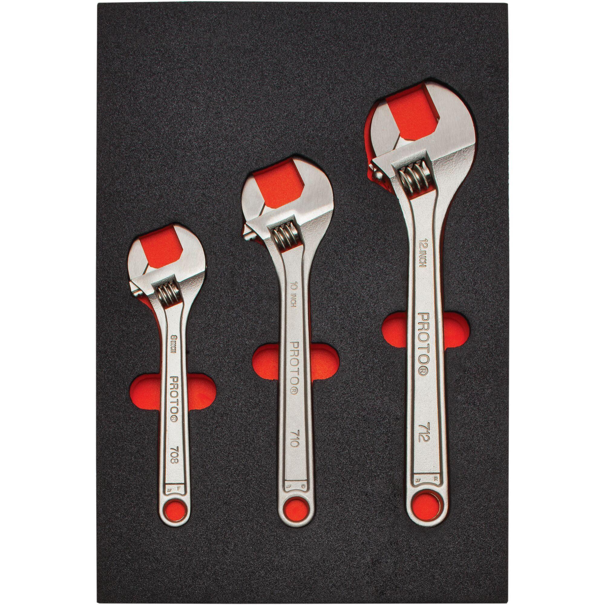 Proto® J795K Adjustable Wrench Set, 3 Pieces, 8 to 12 in, Satin