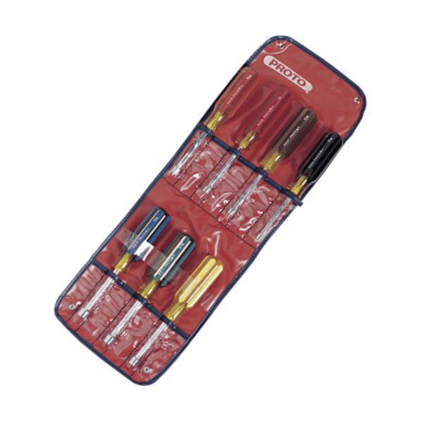 Proto® J9200C Nut Driver Set, Imperial, 3/16 to 3/8 in, 7 Pieces, 7-1/4 in OAL, Fluted Handle, Steel/Acetate, Polished Chrome, ASME B107.12
