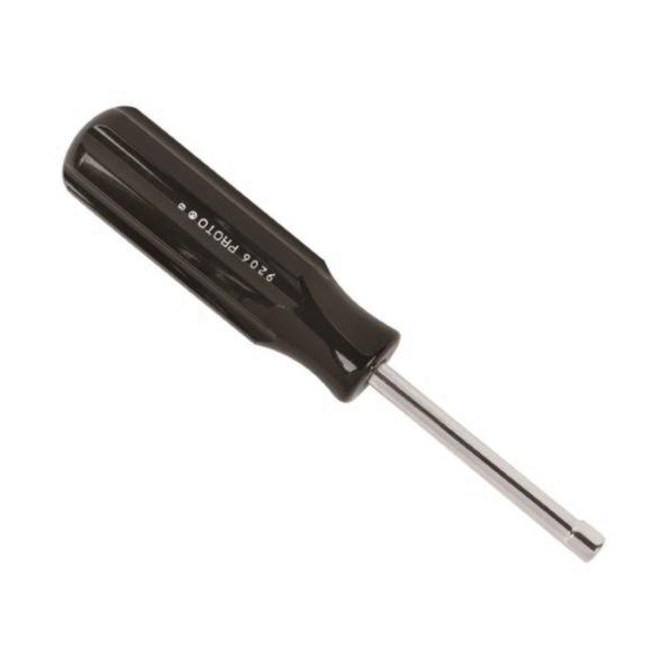 Proto® J9206 Nut Driver, 3/16 in, Solid Round Shank, Fluted Handle, ANSI B107.12, ASME B107.110-2012, Federal GGG-W-657C, Polished Chrome