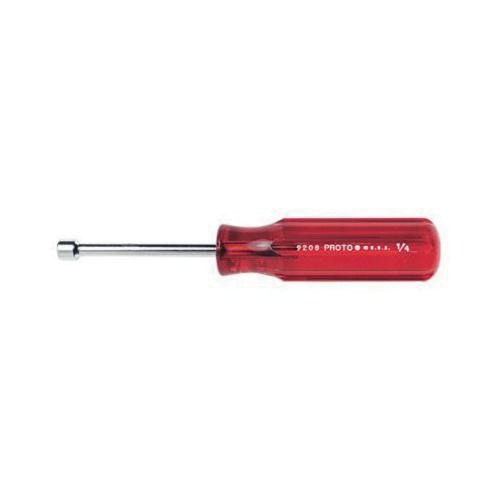 Proto® J9209 Nut Driver, 9/32 in, Solid Round Shank, Yellow Fluted Handle, ASME B107.110-2012, Polished Chrome