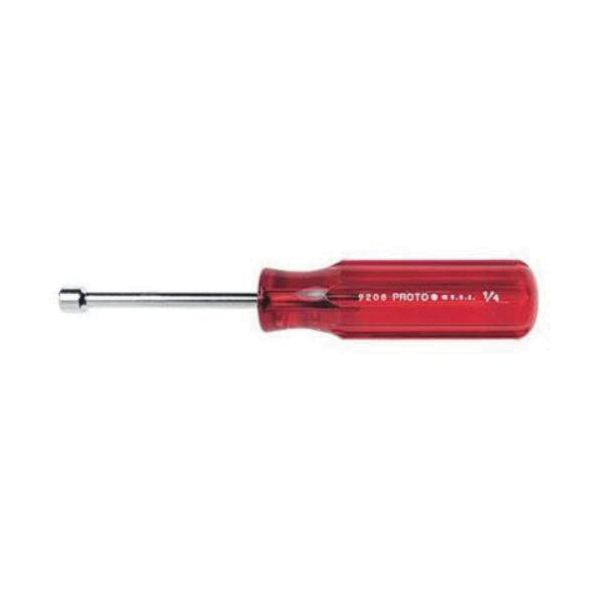 Proto® J9212 Nut Driver, 3/8 in, Solid Round Shank, Green Fluted Handle, ANSI B107.12, ASME B107.110-2012, Federal GGG-W-657C, Polished Chrome