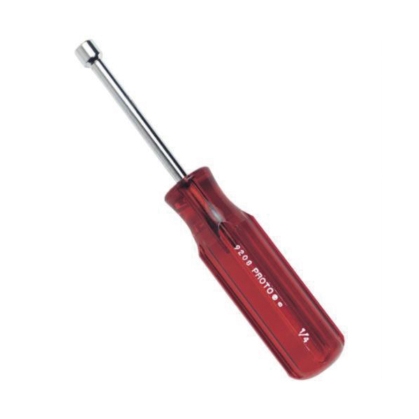 Proto® J9214 Nut Driver, 7/16 in, Solid Round Shank, Fluted Handle, ANSI B107.12, ASME B107.110-2012, Federal GGG-W-657C, Polished Chrome