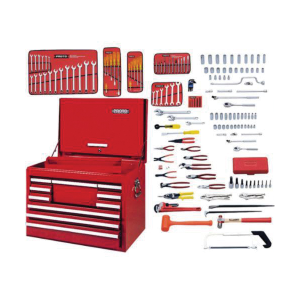 Proto® J99431 Intermediate Tool Set With J442719-10RD-D Top Chest and Box, Box Tool Storage, 3/8 in, 1/2 in Drive, 157 Pieces