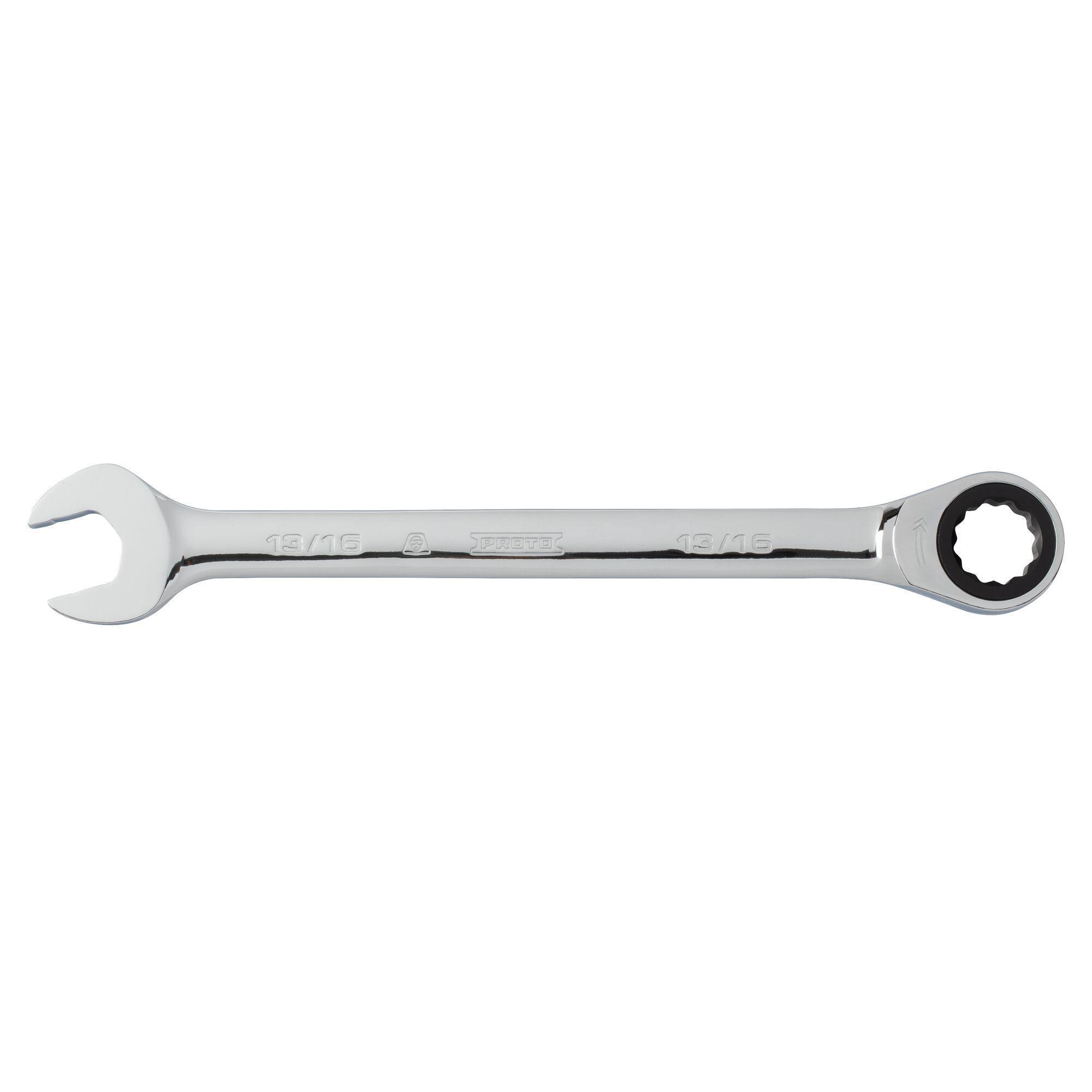 Proto® JSCR26T Non-Reversible Spline Combination Wrench, 13/16 in, 12 Points, 15 deg Offset, 11-7/16 in OAL, Forged Steel, Full Polished, ASME Specified
