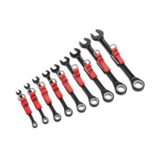 Proto® JSCR-9S-TT Anti-Slip Non-Reversible Ratcheting Tether Ready Combination Wrench Set, Imperial, 9 Pieces, 1/4 to 3/4 in, Polished Chrome/Black