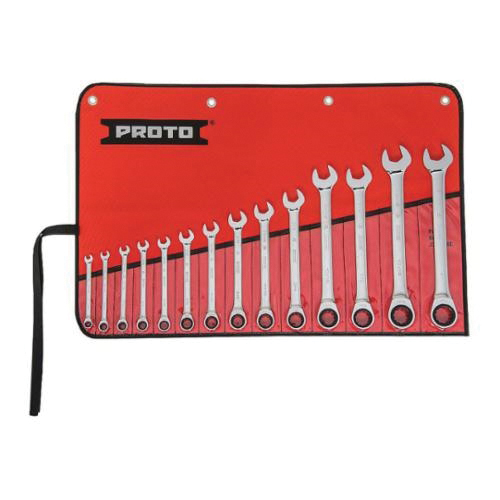Proto® TorquePlus™ JSCRT-14S Non-Reversible Ratcheting Combination Wrench Set, Imperial, 14 Pieces, 1/4 to 1 in, Full Polished