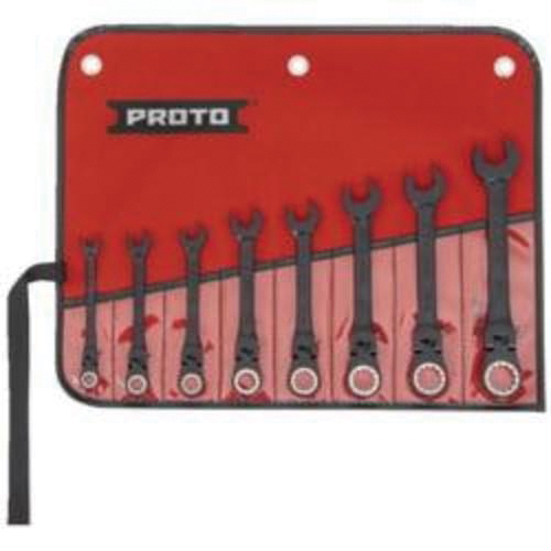 Proto® TorquePlus™ JSCVF-8S Ratcheting Combination Wrench Set, Imperial, 8 Pieces, 5/16 to 3/4 in, Polished Chrome/Black