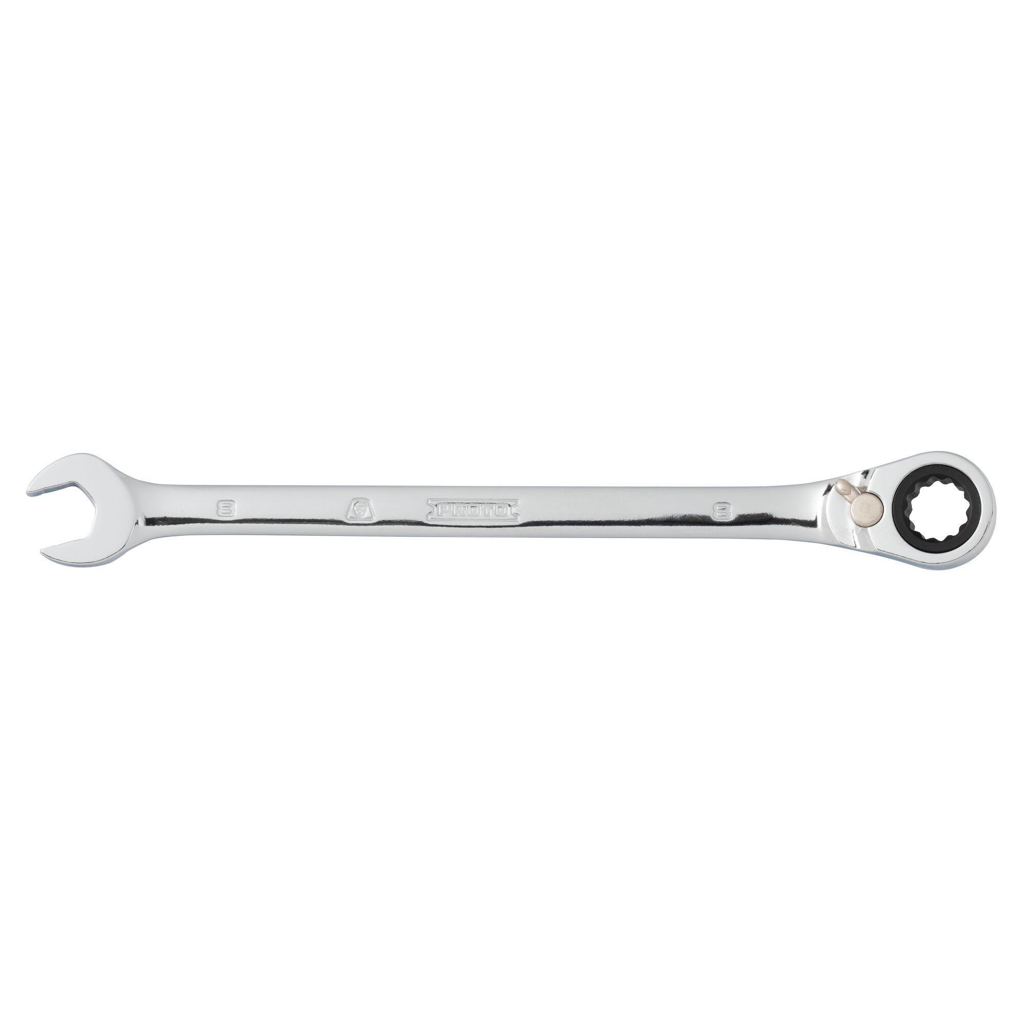 Proto® JSCVM08T Reversible Spline Combination Wrench, 8 mm, 12 Points, 15 deg Offset, 5-1/2 in OAL, Forged Steel, Full Polished, ASME Specified