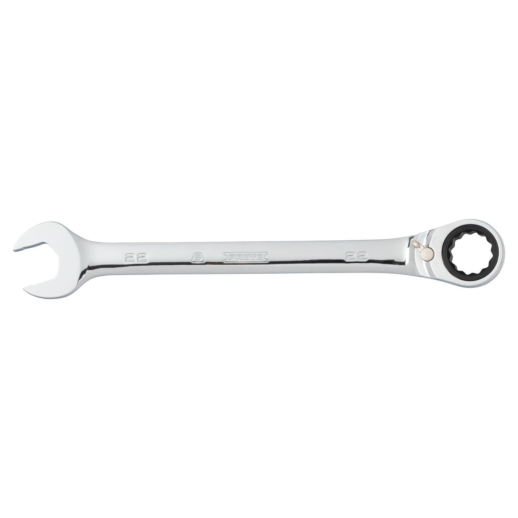 Proto® JSCVM22T Reversible Spline Combination Wrench, 22 mm, 12 Points, 15 deg Offset, 11-7/16 in OAL, Forged Steel, Full Polished, ASME Specified