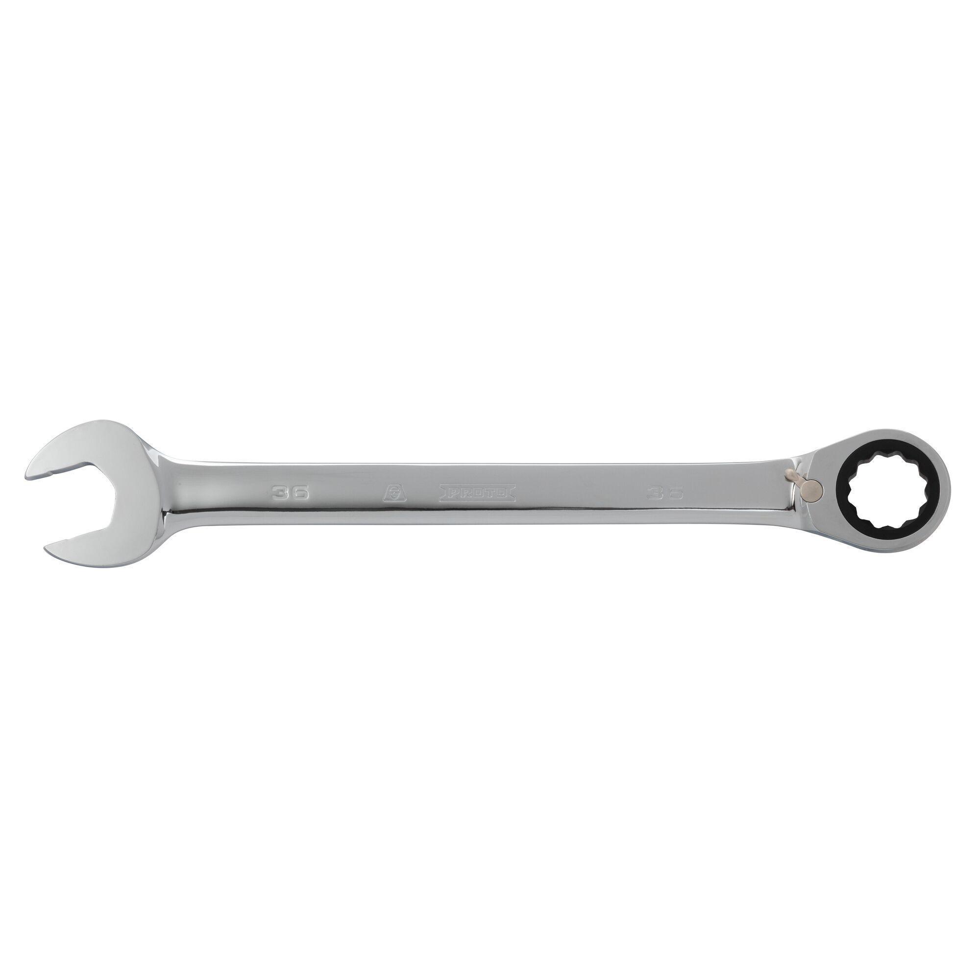 Proto® JSCVM36T Reversible Spline Combination Wrench, 36 mm, 12 Points, 15 deg Offset, 19-5/16 in OAL, Forged Steel, Full Polished, ASME Specified
