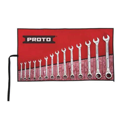 Proto® JSCVM-14SA Ratcheting Reversible Combination Wrench Set, Metric, 14 Pieces, 6 to 19 mm, Full Polished