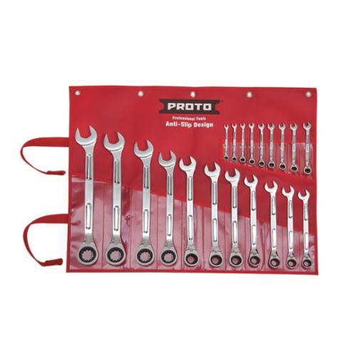 Proto® JSCVM-20SA Ratcheting Reversible Combination Wrench Set, Metric, 20 Pieces, 6 to 32 mm, Full Polished