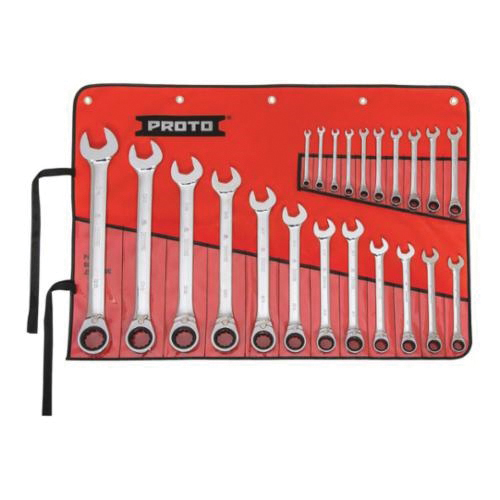 Proto® TorquePlus™ JSCVMT-22S Ratcheting Reversible Combination Wrench Set, Metric, 22 Pieces, 6 to 36 mm, Full Polished