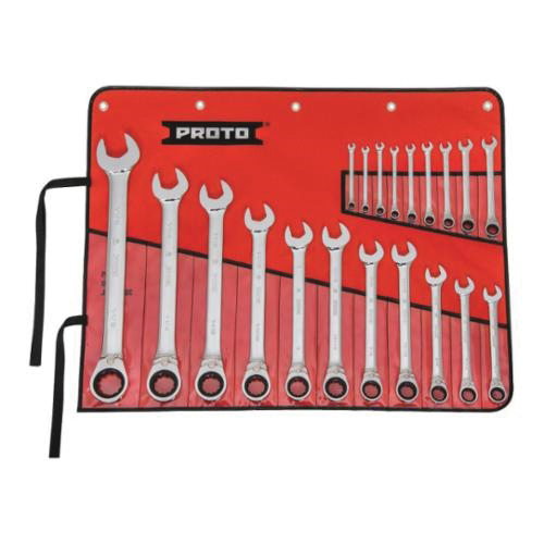 Proto® TorquePlus™ JSCVT-20S Ratcheting Reversible Combination Wrench Set, Imperial, 20 Pieces, 7/32 to 1-1/2 in, Full Polished