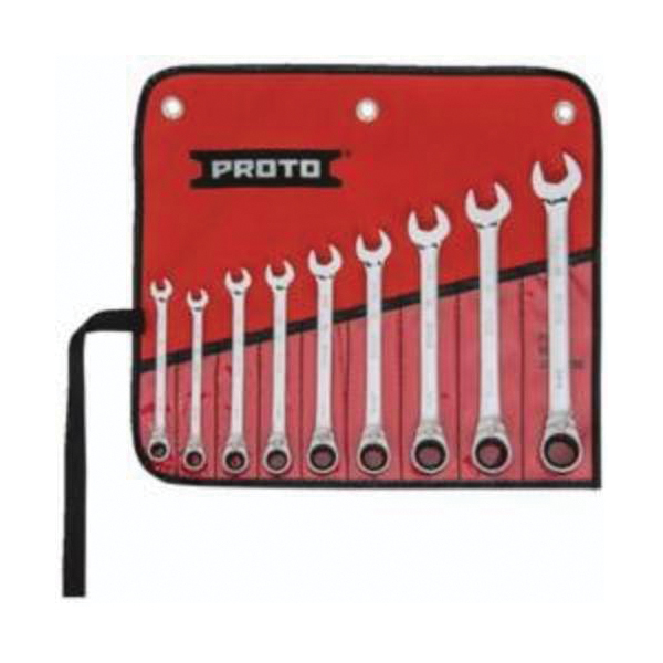 Proto® TorquePlus™ JSCVT-9S Ratcheting Reversible Combination Wrench Set, Imperial, 9 Pieces, 9/32 to 3/4 in, Full Polished