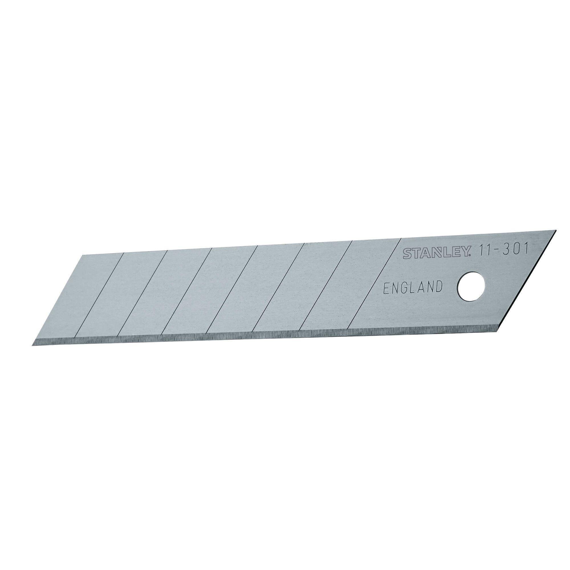 Stanley® Quick-Point™ 11-301 Utility Replacement Blade, High Carbon Steel, Snap-Off, 4-1/4 in L x 0.02 in W Blade, Compatible With: 10-218, 10-480, 10-380, 10-280, 10-220, 10-481 and 10-151 Snap-Off Blade Knife and 18 mm Snap-Off Blade Knife, 0.02 in THK