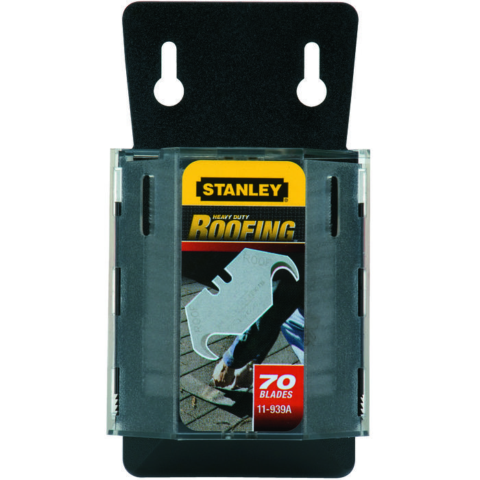 Stanley® 11-939A Utility Blade With Dispenser, Hook, Sharp Point, 1-7/8 in L x 3/4 in W, 0.032 in THK, Carbon Steel