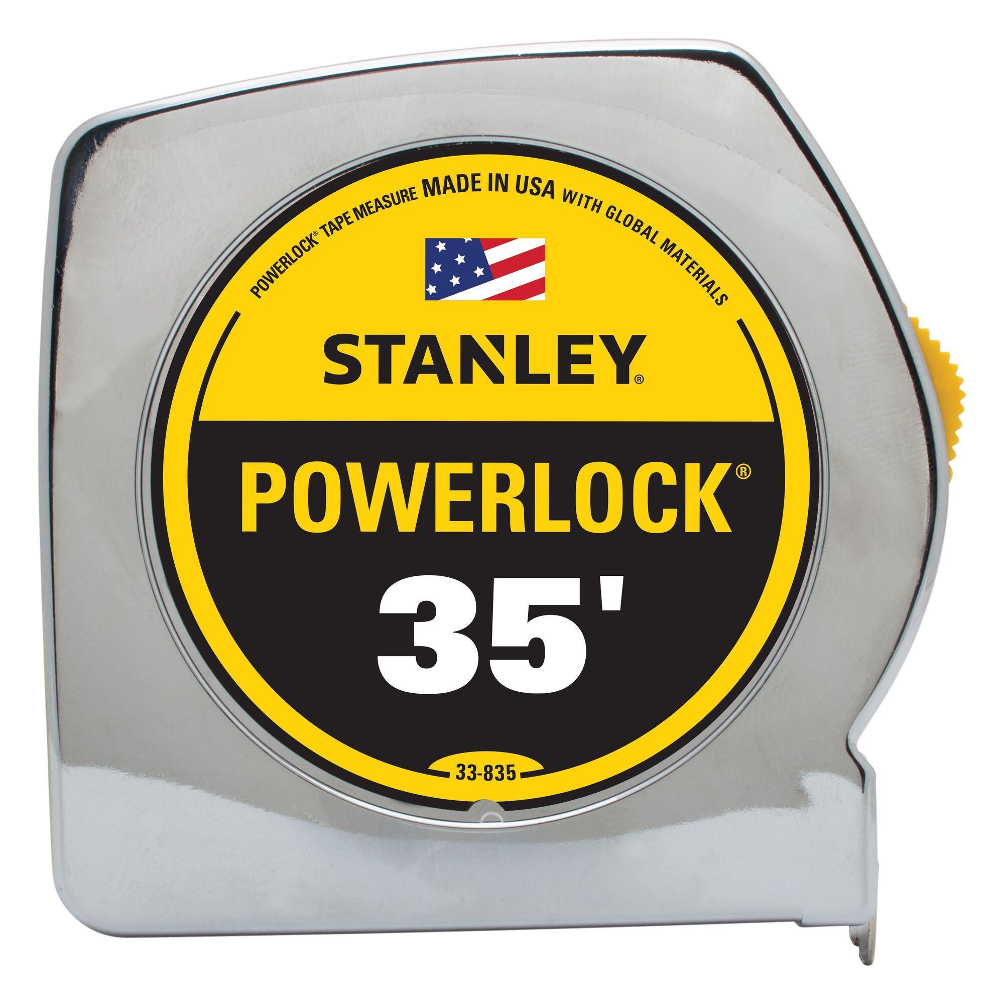 Stanley® PowerLock® 33-835 Classic Tape Rule With Belt Clip, 35 ft L x 1 in W Blade, Steel Blade