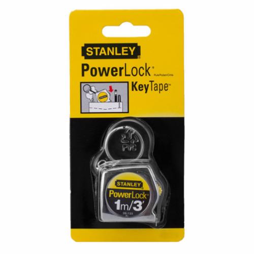 Stanley® PowerLock® 39-133 PowerLock® Key Chain Tape Rule, 3 ft L x 1/4 in W Blade, Polymer Coated Steel Blade