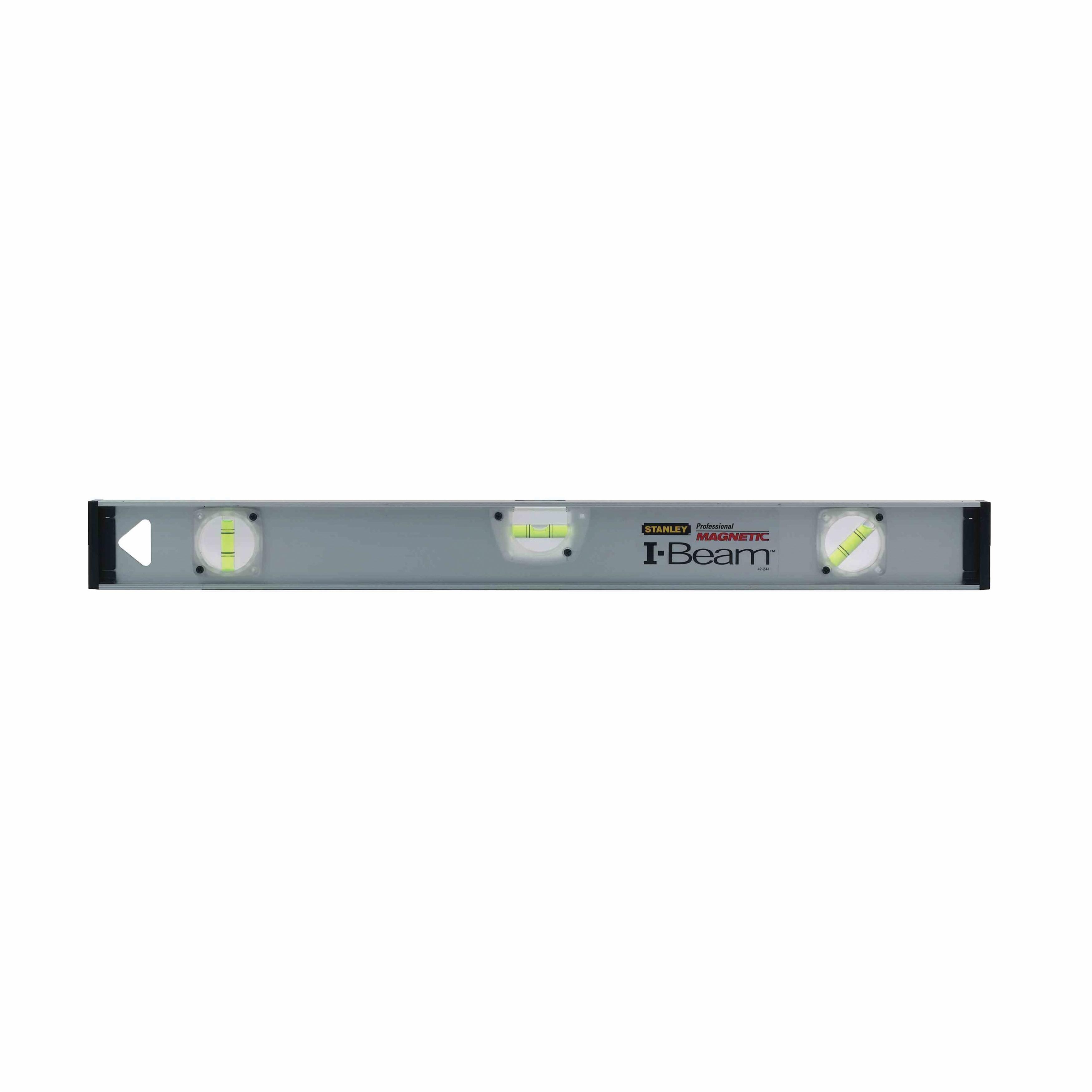 Stanley® Pro I-Beam™ 42-244 Magnetic Professional I-Beam Level, 24 in L, 3 Vials, Aluminum, (1) Level/(2) Plumb Vial Position, 0.0015 in Accuracy