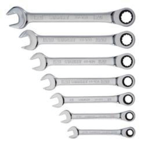 Stanley® 94-542W Max-Drive™ Ratcheting Standard Length Combination Wrench Set, 7 Pieces, 3/8 to 3/4 in, Polished Chrome