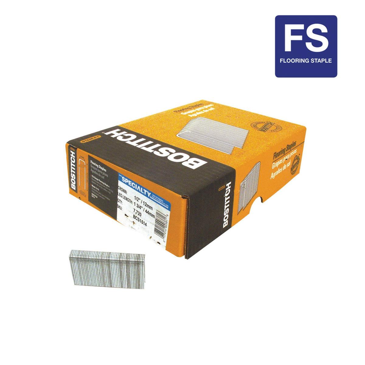 Bostitch® BCS1514 S4 S4 Staples, 1/3/2004 in L Leg, Chisel Point, Steel, 1/2 in W Crown