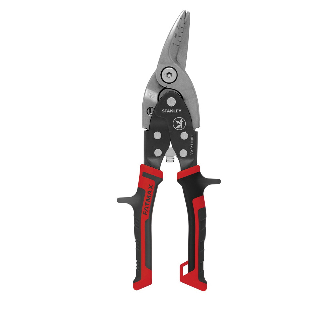 Stanley® FatMax® FMHT73755 Aviation Snip, 18 ga Cold Rolled Steel, 22 ga Stainless Steel Cutting, 1-9/50 in L of Cut, Left Snip, 60 Chromium Vanadium Blade, Cushioned Grip