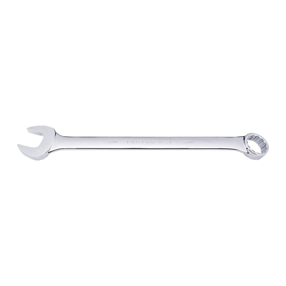Proto® TorquePlus™ J1236M-T500 1-Piece Standard Straight Wrench, 36 mm Wrench, 12 Points, 15 deg Offset, 15-7/8 in OAL, Alloy Steel, Polished Chrome, ASME B107.100-2010/AS4984A