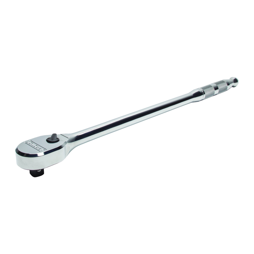 Proto® J5450HTC Long Precision Head Ratchet, 1/2 in Drive, Pear Head, 17-11/16 in OAL, Polished Chrome, ASME B107.10M