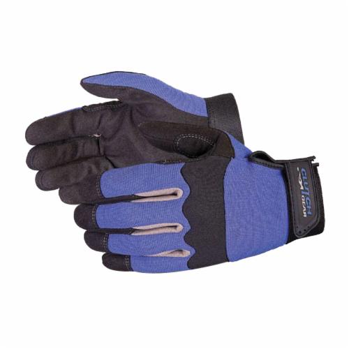 Superior Glove™ MXBU/L Clutch Gear® Lightweight General Purpose Gloves, Mechanics, Exo-Tekt Micro-Suede Leather/Neoprene/Nylon, Black/Blue, Resists: Abrasion and Puncture