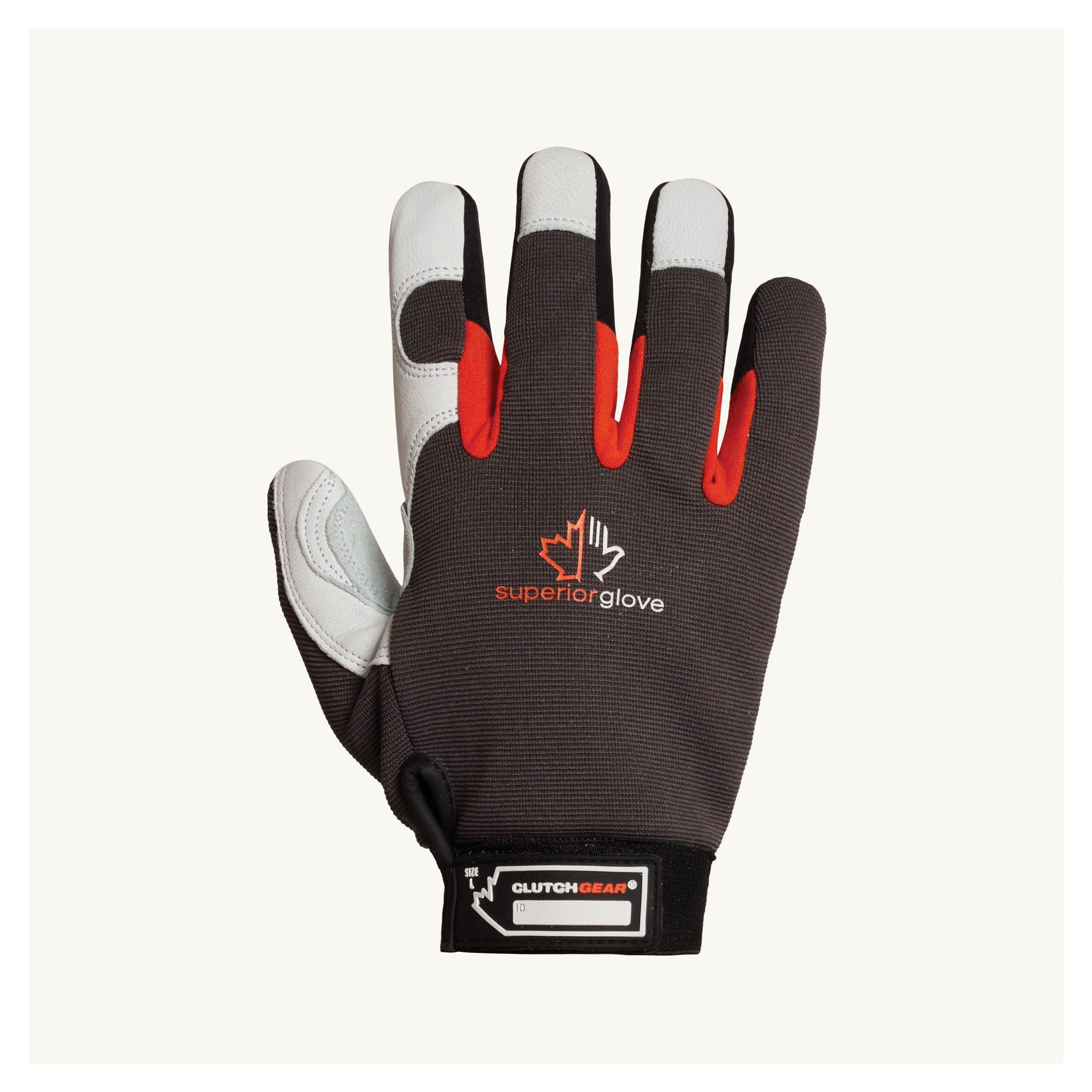 Superior Glove™ MXGCETFL-L Clutch Gear® Mechanic Gloves, Winter, Goatskin™ Leather Palm, Black, Resists: Abrasion, Thinsulate Lining