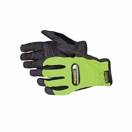 Superior Glove™ MXHVPB-L Clutch Gear® General Purpose Gloves, Mechanics, Wrap-Around Style, PVC Palm, Woven, Hi-Viz Lime Green, Resists: Puncture, Punkban™/Kevlar® Lining
