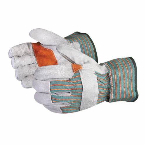 Superior Glove™ 66BD Crewmate™ Double Palm General Purpose Gloves, Gunn Cut/Index Finger/Thumb Style, Universal, Cotton/Rubber/Split Leather with Tri-Tan Leather, Elastic/Rubberized Safety Cuff