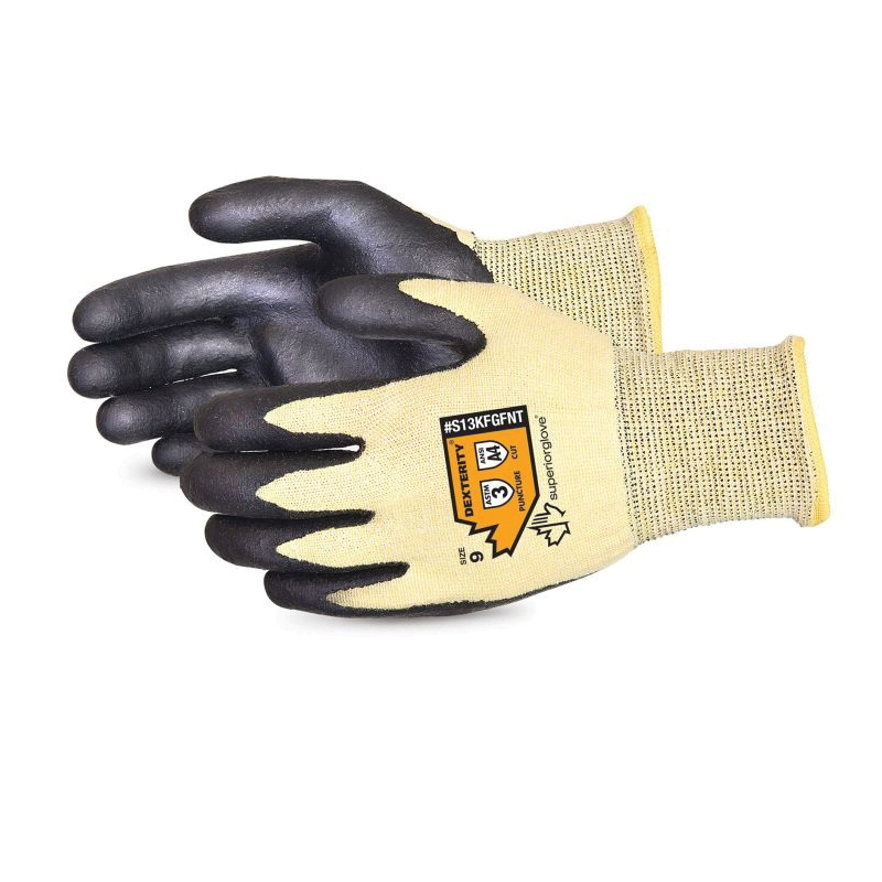 Superior Glove™ S13KFGFNT-9 Dexterity® Cut Resistant Gloves, SZ 9, Composite Filament Fiber/Kevlar®, Knit Wrist Cuff, Resists: Abrasion, Cut and Puncture, ANSI Cut-Resistance Level: A4, ANSI Puncture-Resistance Level: 3