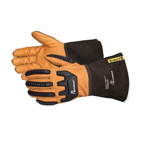 Superior Glove™ 375KGVB-L Endura® Anti-Impact Driver Gloves, Goatskin Leather /TPR, Gauntlet Cuff, ANSI Cut-Resistance Level: 5